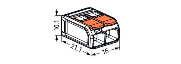 Wago Compact Verbindungsklemme 6mm² mit Hebel - 2 Leiter 221-612 / 50 STÜCK (VPE)